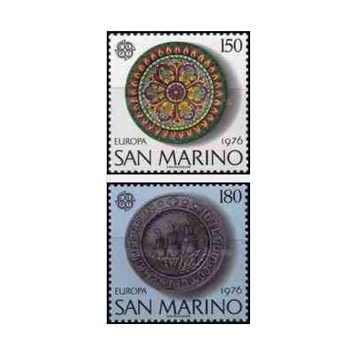 2 عدد تمبر مشترک اروپا - Europa Cept - صنایع دستی - سان مارینو 1976