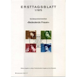برگه اولین روز انتشار تمبر زنان مشهور  - جمهوری فدرال آلمان 1974
