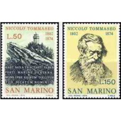 2 عدد تمبر صدمین سالگرد مرگ نیکولو توماسو - زبان شناس - سان مارینو 1974