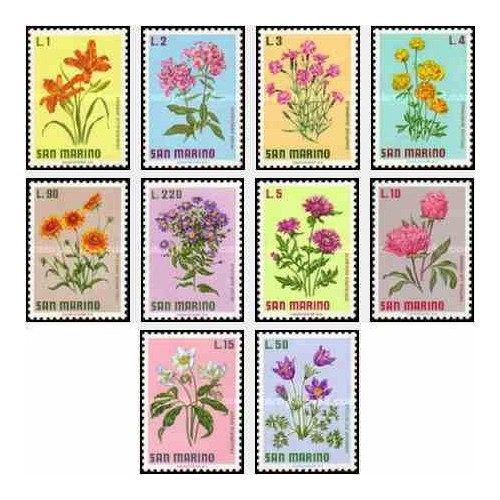 10 عدد تمبر گلها - سان مارینو 1971 