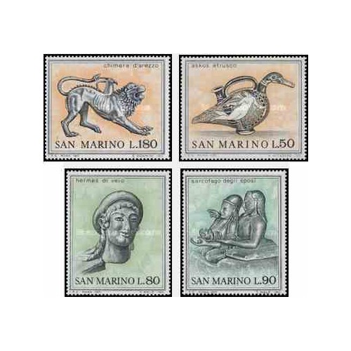4 عدد تمبر هنر اتروسکن - سان مارینو 1971