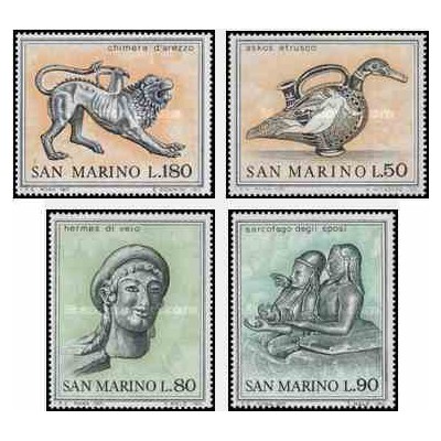 4 عدد تمبر هنر اتروسکن - سان مارینو 1971