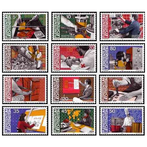 12 عدد تمبر افراد در محل کار - لیختنشتاین 1984 12 عدد تمبر افراد در محل کار - لیختنشتاین 1984