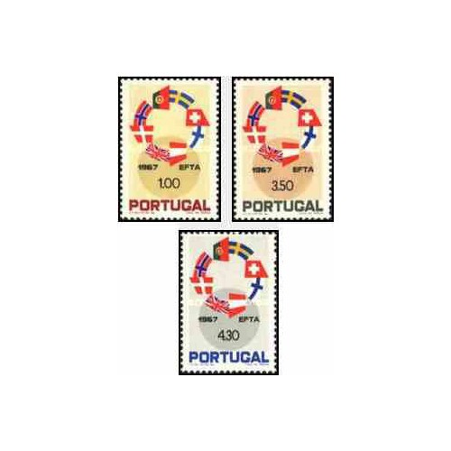 3 عدد تمبر انجمن تجارت آزاد اروپا - پرتغال 1967   