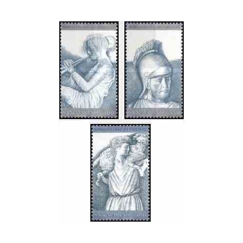 3 عدد تمبر 2000مین سالگرد مرگ ورژیل - شاعر کلاسیک - سان مارینو 1981