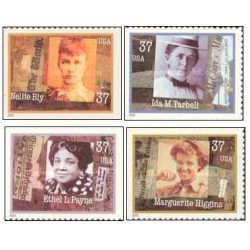 4 عدد تمبر زنان در روزنامه نگاری - خود چسب - B - آمریکا 2002