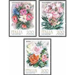 3 عدد تمبر گلها - ایتالیا 1981