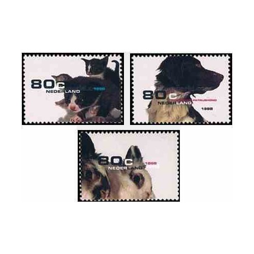 3 عدد تمبر حیوانات خانگی - هلند 1998     