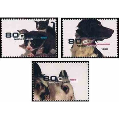 3 عدد تمبر حیوانات خانگی - هلند 1998     