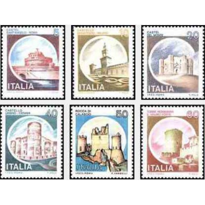 6 عدد تمبر سری پستی قلعه ها - ایتالیا 1980
