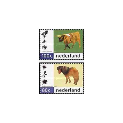 2 عدد تمبر حیوانات اهلی - هلند 1997     