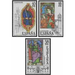 3 عدد تمبر  پنجره های با شیشه های رنگ آمیزی شده  - اسپانیا 1983