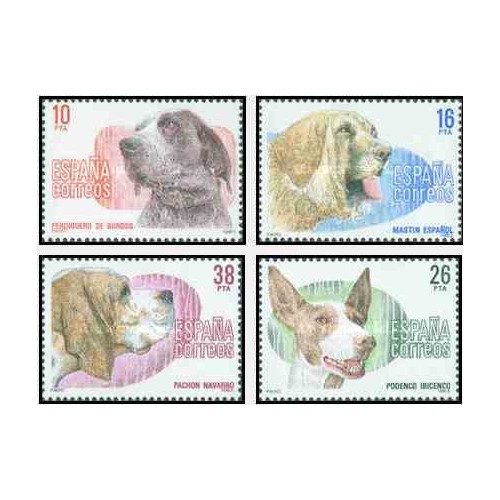 4 عدد تمبر نژاد سگها - اسپانیا 1983