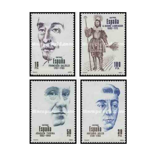 4 عدد تمبر شخصیتها - اسپانیا 1983