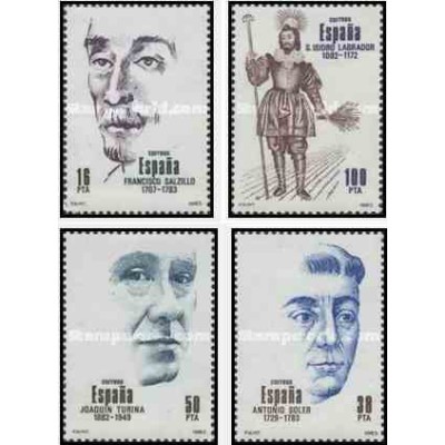 4 عدد تمبر شخصیتها - اسپانیا 1983    