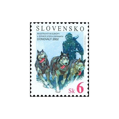 1 عدد  تمبر  مسابقات قهرمانی مسابقات سگ سورتمه اروپا، دونوالی - اسلواکی 2002