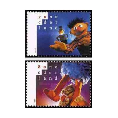 2 عدد تمبر خیابان کنجد - Sesame - هلند 1996