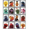 16 عدد تمبر مجموعه تلویزیونی - پنجاهمین سالگرد خیابان کنجد - Sesame - خود چسب - آمریکا 2019 تمبرها جدا از هم