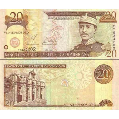 اسکناس 20 پزو - جمهوری دومنیکن 2001 اسکناس 20 پزو - جمهوری دومنیکن 2001