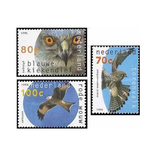 3 عدد تمبر پرندگان شکاری - هلند 1995  