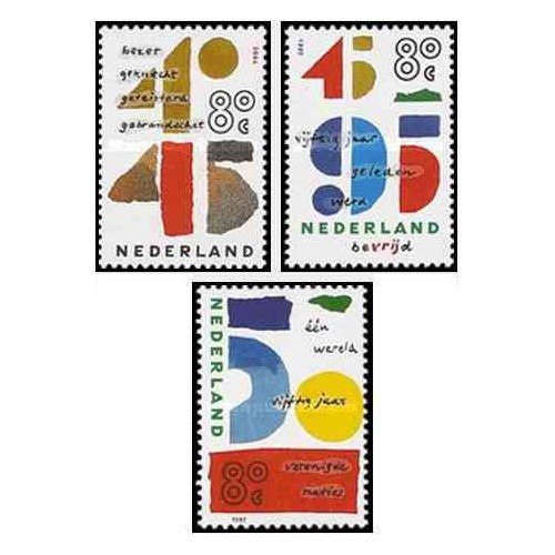3 عدد تمبر 50مین سالگرد آزادی - هلند 1995     