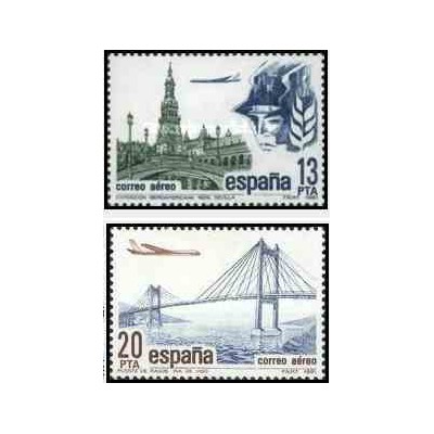 2 عدد تمبر پست هوایی - اسپانیا 1981