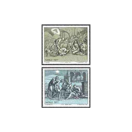 2 عدد تمبر کریسمس - ایتالیا 1977