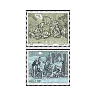 2 عدد تمبر کریسمس - ایتالیا 1977