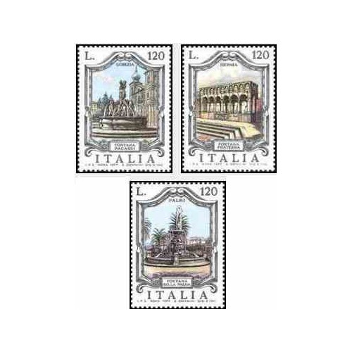 3 عدد تمبر آبنماهای معروف - ایتالیا 1977  
