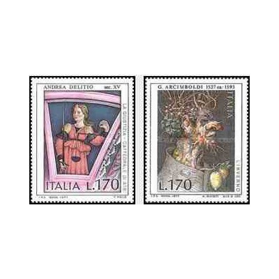 2 عدد تمبر هنر ایتالیایی - تابلو نقاشی - ایتالیا 1977   