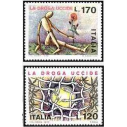 2 عدد تمبر مبارزه با مواد مخدر - ایتالیا 1977  