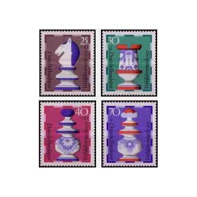 4 عدد تمبر رفاه اجتماعی - مهره های شطرنج - جمهوری فدرال آلمان 1972