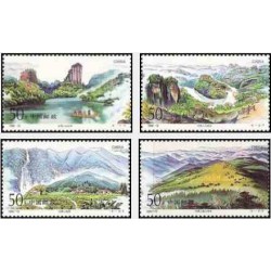 4 عدد تمبر کوه های وویی - تابلو منظره - چین 1994 