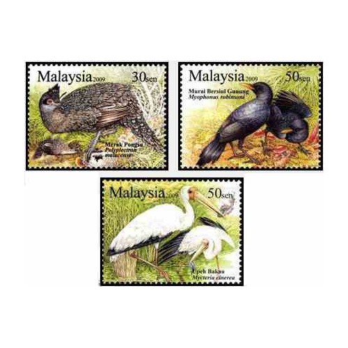 3 عدد تمبر پرندگان مالزی - مالزی 2009     