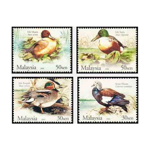 4 عدد تمبر پرندگان - اردک - مالزی 2006      