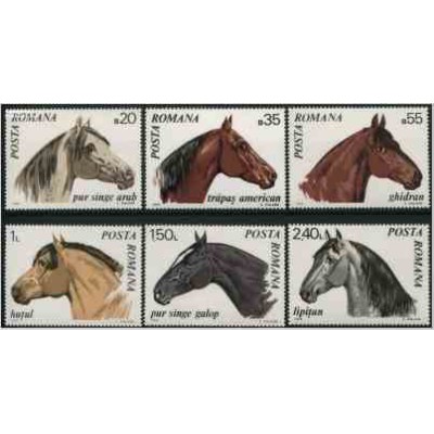 6 عدد تمبر اسبها - رومانی 1970