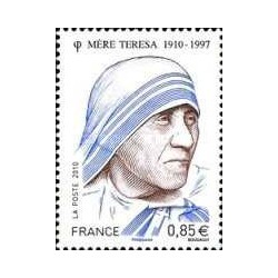 1 عدد  تمبر صدمین سالگرد تولد مادر ترزا - فرانسه 2010
