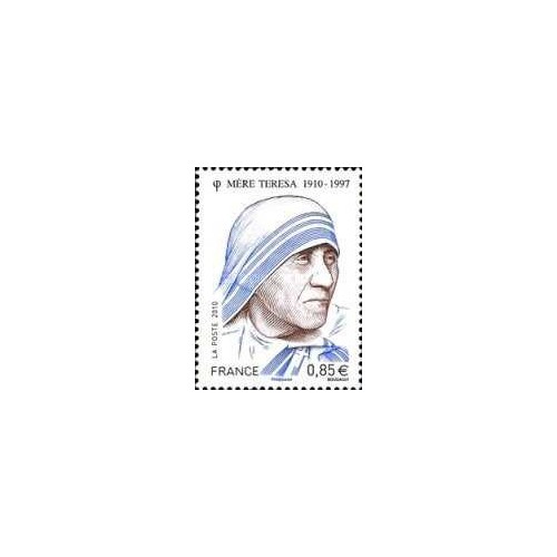 1 عدد  تمبر صدمین سالگرد تولد مادر ترزا - فرانسه 2010