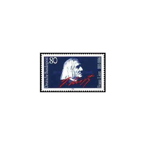 1 عدد تمبر صدمین سالگرد تولد فرانتس لیست - آهنگساز و پیانیست- جمهوری فدرال آلمان 1986  