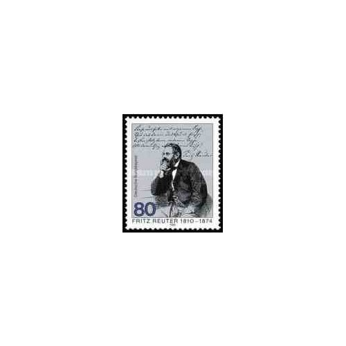 1 عدد تمبر 175مین سالگرد تولد فریتز رویتر - نویسنده - جمهوری فدرال آلمان 1985