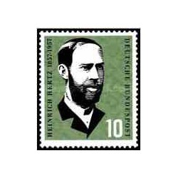 1 عدد تمبر صدمین سالگرد تولدهاینریش هرتز - دانشمند - جمهوری فدرال آلمان 1957 قیمت 6.4 دلار