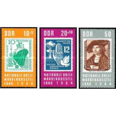 3 عدد تمبر نمایشگاه ملی تمبر - تمبر در تمبر - جمهوری دموکراتیک آلمان 1964    