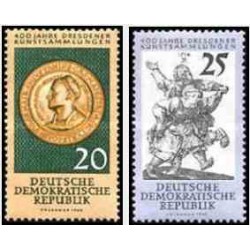2 عدد تمبر چهارصدمین سالگرد مجموعه هنری درسدن - جمهوری دموکراتیک آلمان 1960