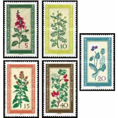 5 عدد تمبر گیاهان دارویی - جمهوری دموکراتیک آلمان 1960