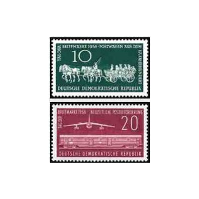 2 عدد تمبر روز تمبر - جمهوری دموکراتیک آلمان 1958     