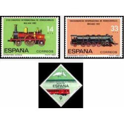 3 عدد تمبر کنگره بین المللی راه آهن ، مالاگا - اسپانیا 1982   