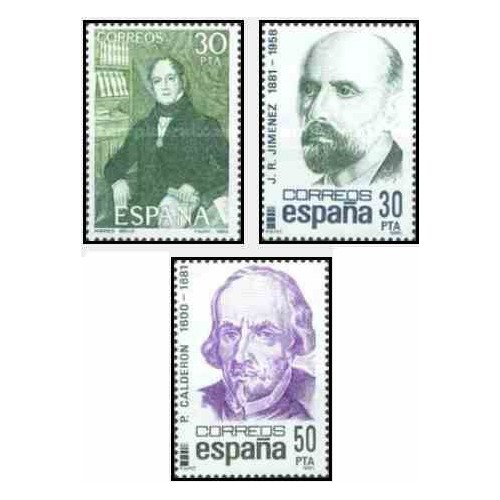 3 عدد تمبر شخصیتها - کالدرون ، جیمنز ، کوروس - اسپانیا 1982  