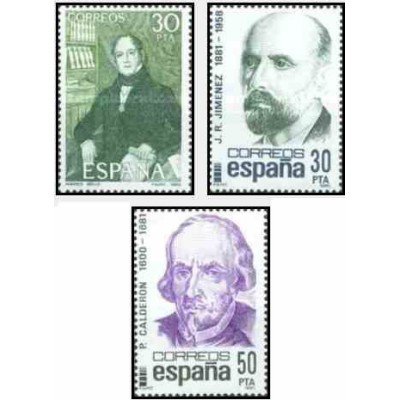 3 عدد تمبر شخصیتها - کالدرون ، جیمنز ، کوروس - اسپانیا 1982  