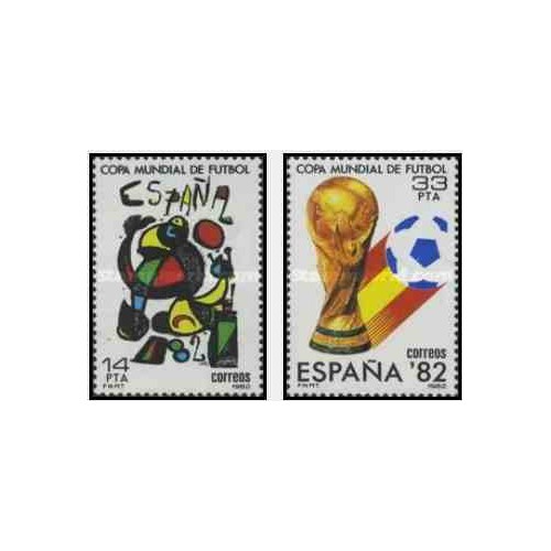 2 عدد تمبر جام جهانی فوتبال - اسپانیا - اسپانیا 1982      