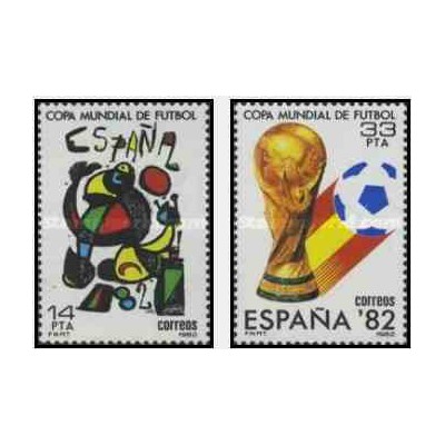 2 عدد تمبر جام جهانی فوتبال - اسپانیا - اسپانیا 1982      